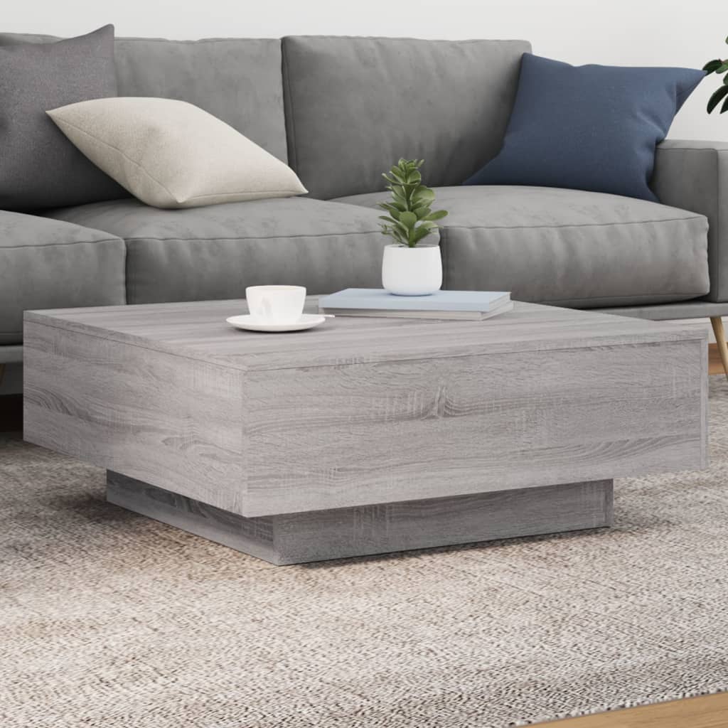 Salontafel met LED-verlichting 80x80x31 cm grijs sonoma eiken is nu te koop bij PeponiXL, paradijselijk wonen!