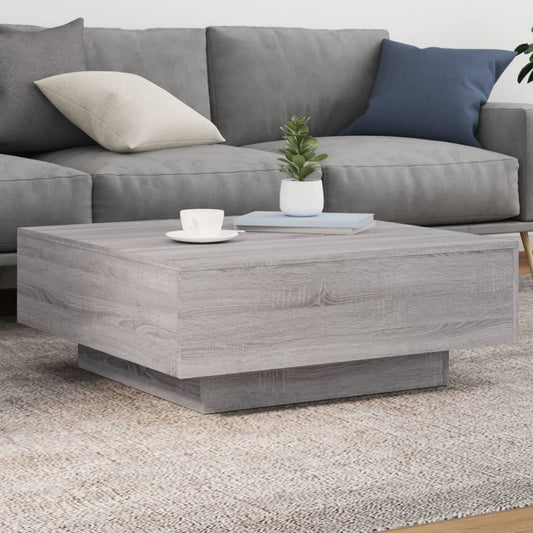 Salontafel met LED-verlichting 80x80x31 cm grijs sonoma eiken is nu te koop bij PeponiXL, paradijselijk wonen!