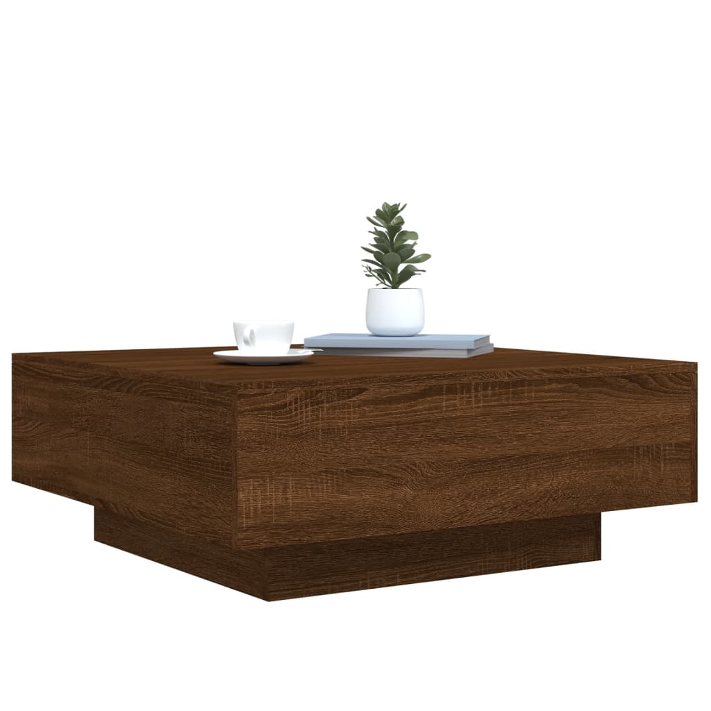 Salontafel met LED-verlichting 80x80x31 cm bruin eikenkleur is nu te koop bij PeponiXL, paradijselijk wonen!