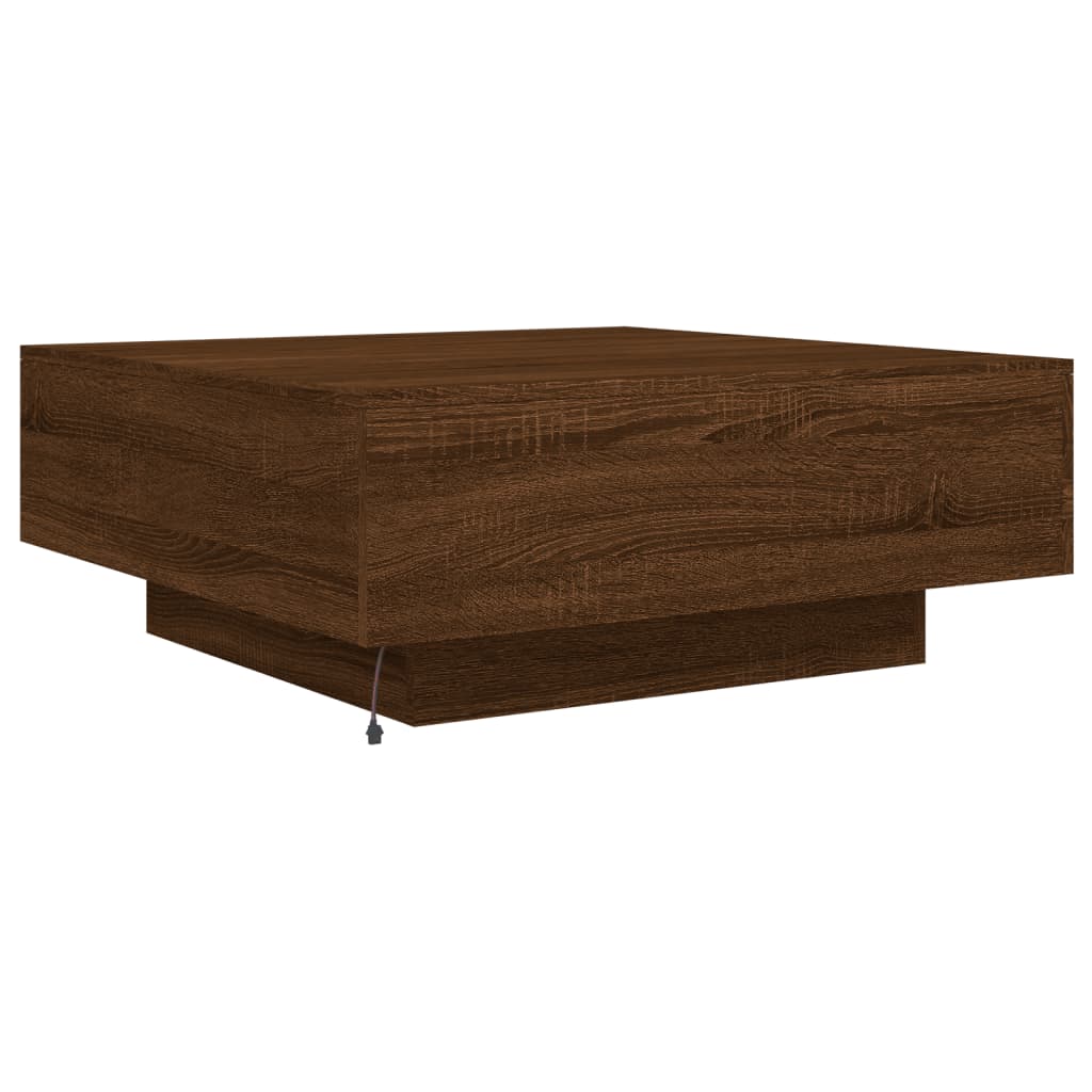 Salontafel met LED-verlichting 80x80x31 cm bruin eikenkleur is nu te koop bij PeponiXL, paradijselijk wonen!