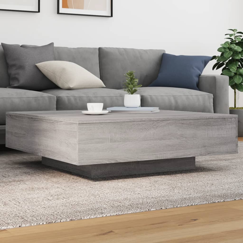 Salontafel 100x100x31 cm bewerkt hout grijs sonoma eikenkleurig is nu te koop bij PeponiXL, paradijselijk wonen!