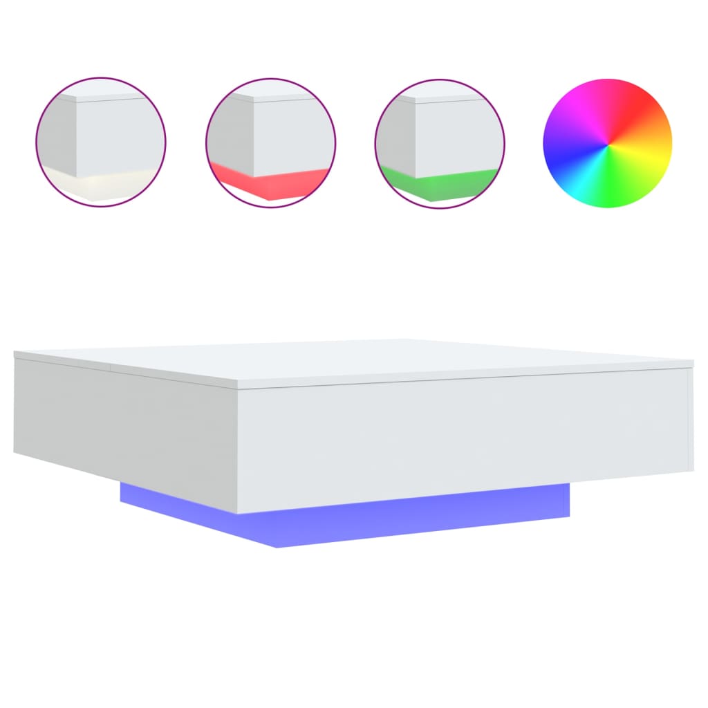 Salontafel met LED-verlichting 100x100x31 cm wit is nu te koop bij PeponiXL, paradijselijk wonen!