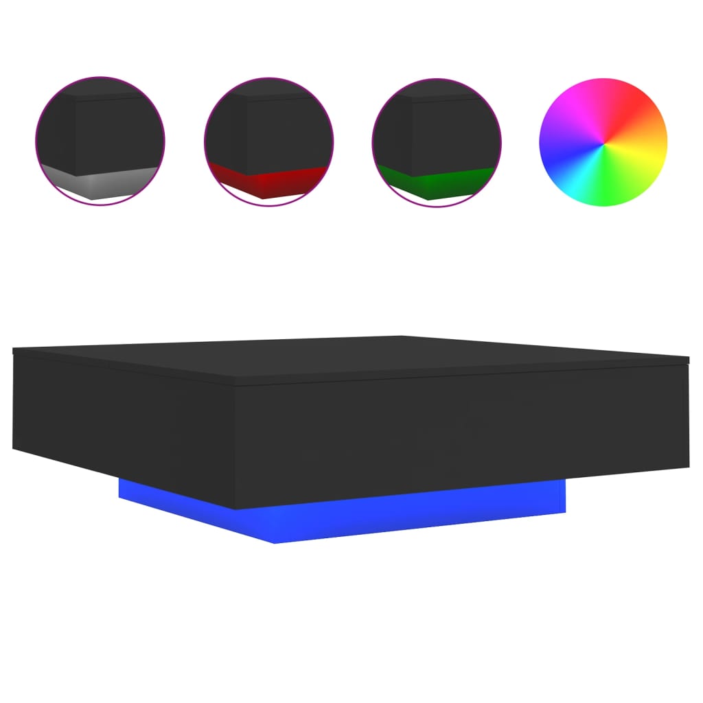 Salontafel met LED-verlichting 100x100x31 cm zwart is nu te koop bij PeponiXL, paradijselijk wonen!