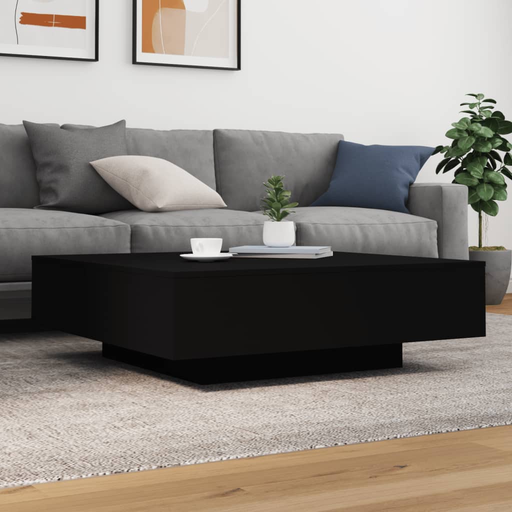 Salontafel met LED-verlichting 100x100x31 cm zwart is nu te koop bij PeponiXL, paradijselijk wonen!