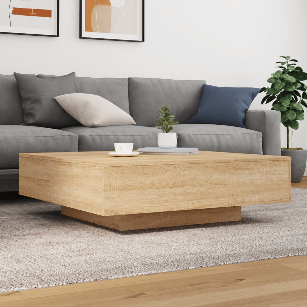 Salontafel met LED-verlichting 100x100x31 cm sonoma eikenkleur is nu te koop bij PeponiXL, paradijselijk wonen!