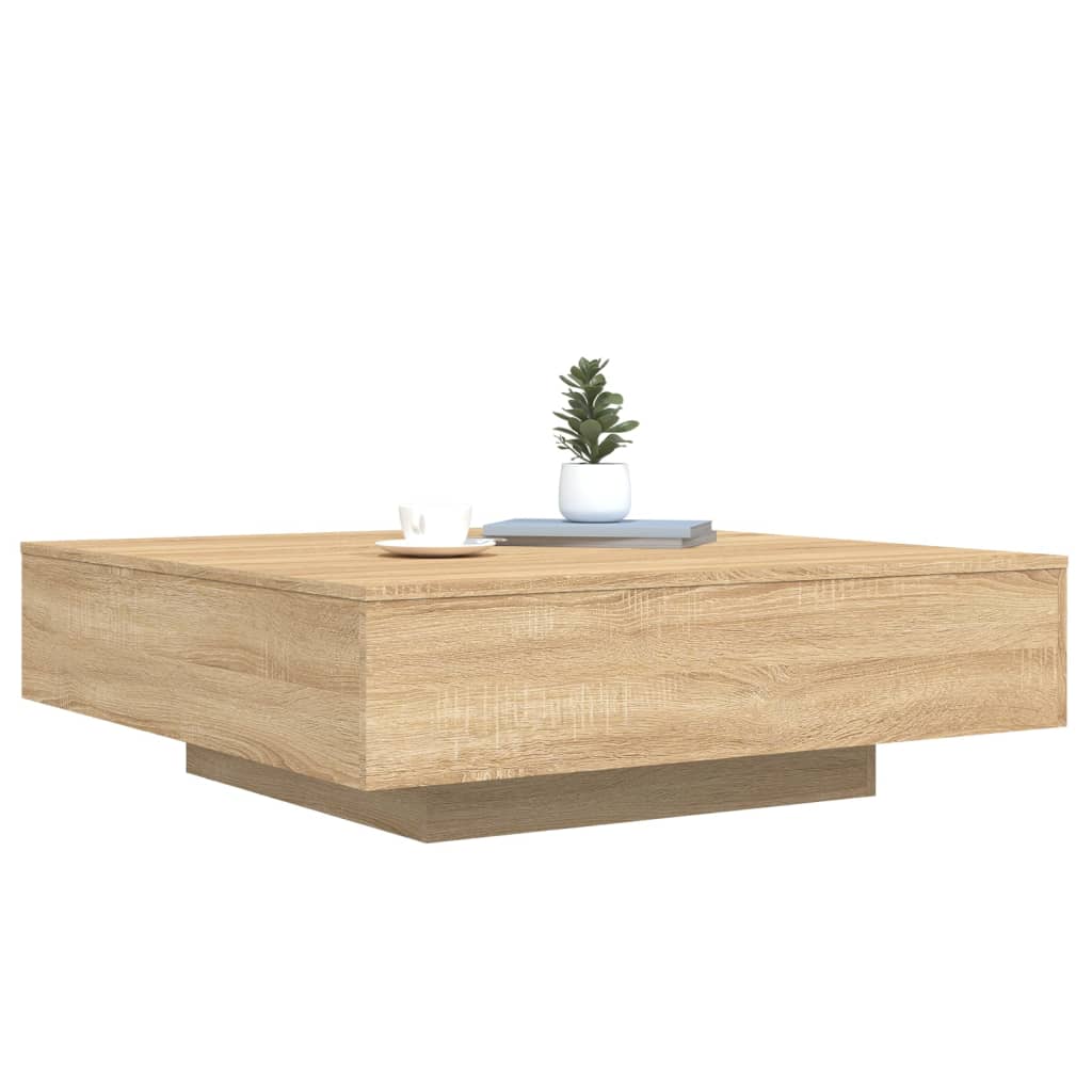 Salontafel met LED-verlichting 100x100x31 cm sonoma eikenkleur is nu te koop bij PeponiXL, paradijselijk wonen!