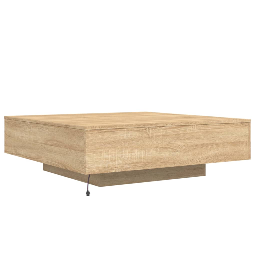 Salontafel met LED-verlichting 100x100x31 cm sonoma eikenkleur is nu te koop bij PeponiXL, paradijselijk wonen!