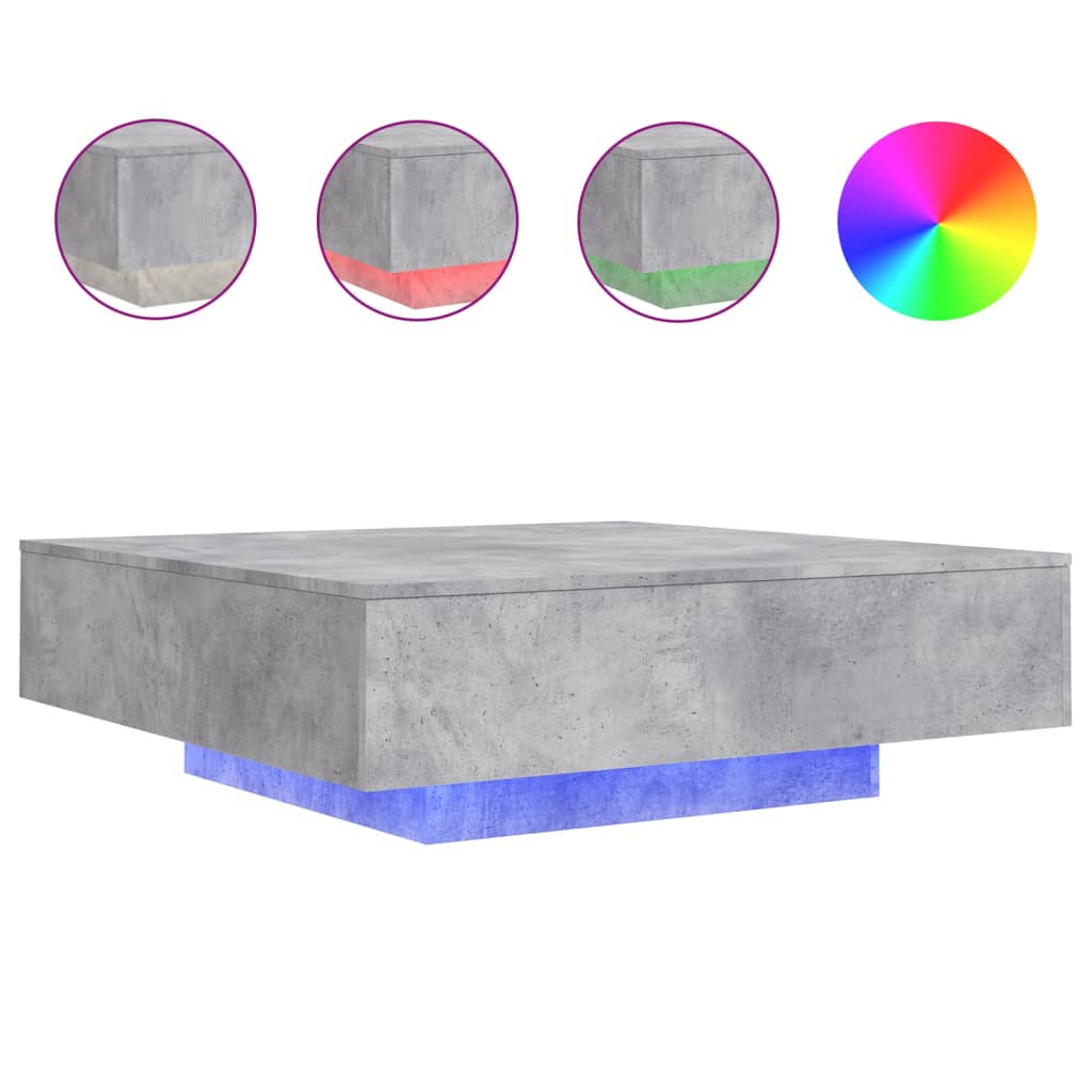 Salontafel met LED-verlichting 100x100x31 cm betongrijs is nu te koop bij PeponiXL, paradijselijk wonen!