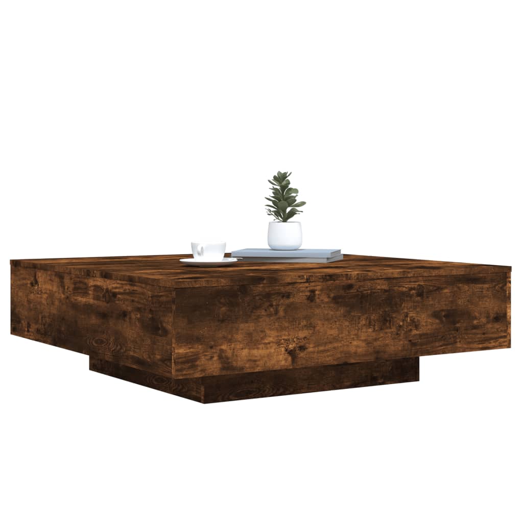 Salontafel met LED-verlichting 100x100x31 cm gerookt eikenkleur is nu te koop bij PeponiXL, paradijselijk wonen!