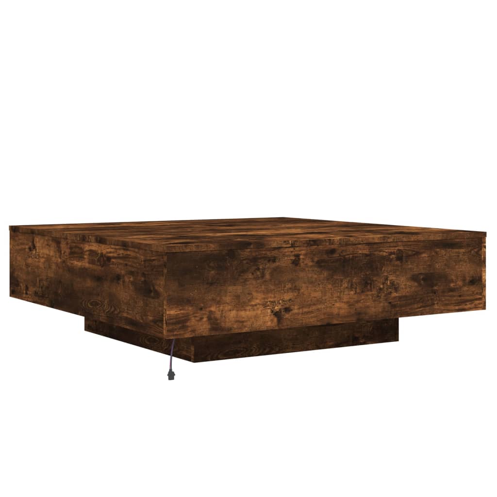 Salontafel met LED-verlichting 100x100x31 cm gerookt eikenkleur is nu te koop bij PeponiXL, paradijselijk wonen!