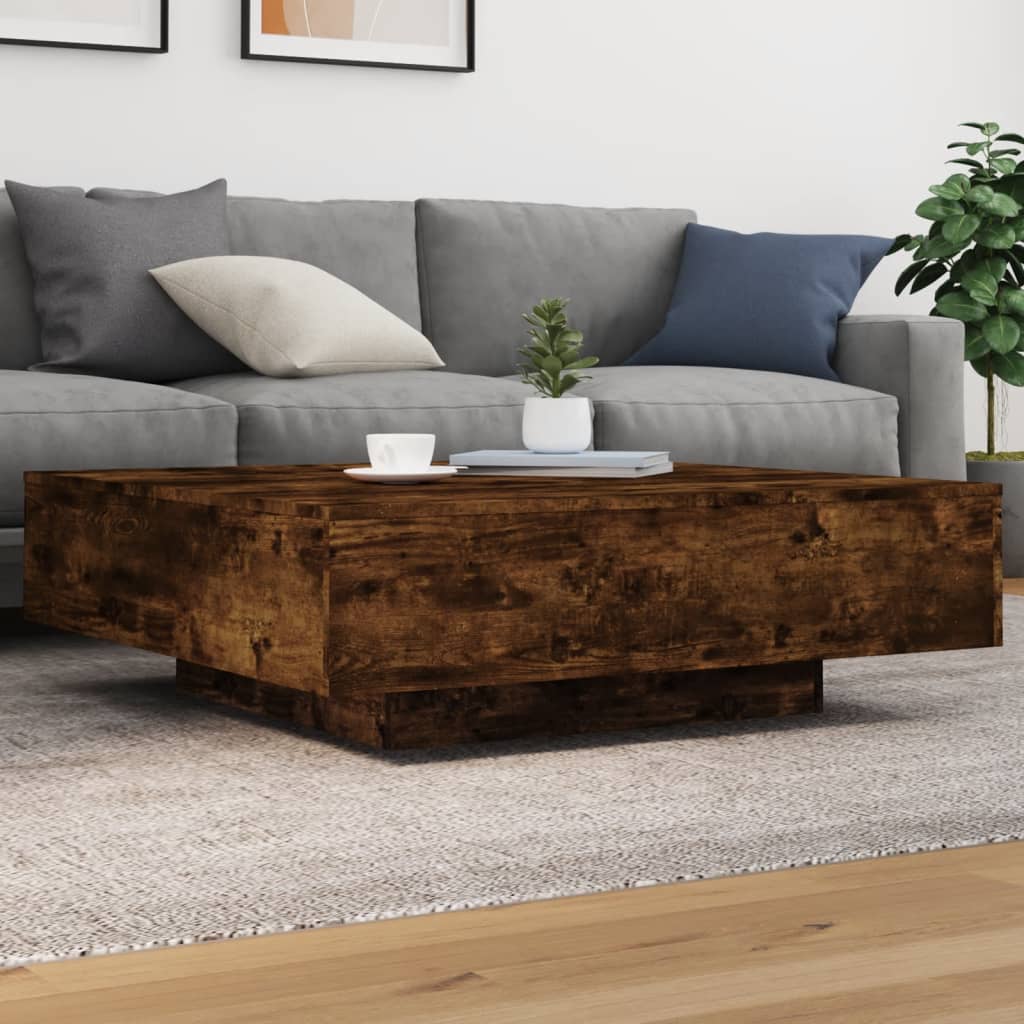 Salontafel met LED-verlichting 100x100x31 cm gerookt eikenkleur is nu te koop bij PeponiXL, paradijselijk wonen!