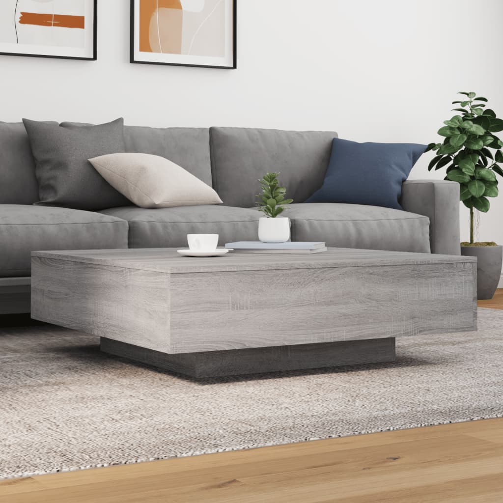 Salontafel met LED-verlichting 100x100x31 cm grijs sonoma eiken is nu te koop bij PeponiXL, paradijselijk wonen!
