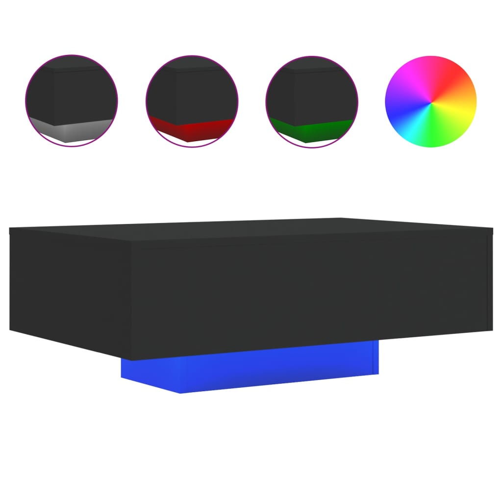 Salontafel met LED-verlichting 85x55x31 cm zwart is nu te koop bij PeponiXL, paradijselijk wonen!