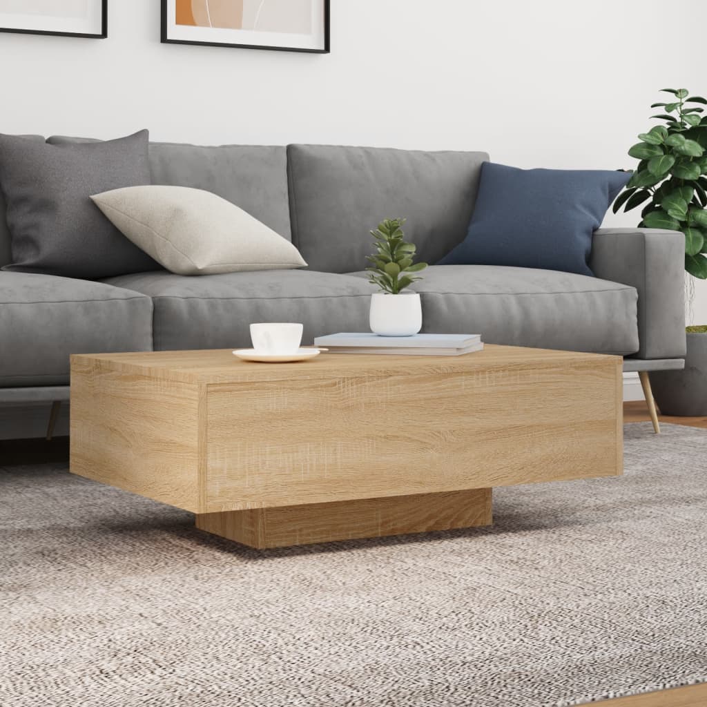 Salontafel met LED-verlichting 85x55x31 cm sonoma eikenkleurig is nu te koop bij PeponiXL, paradijselijk wonen!