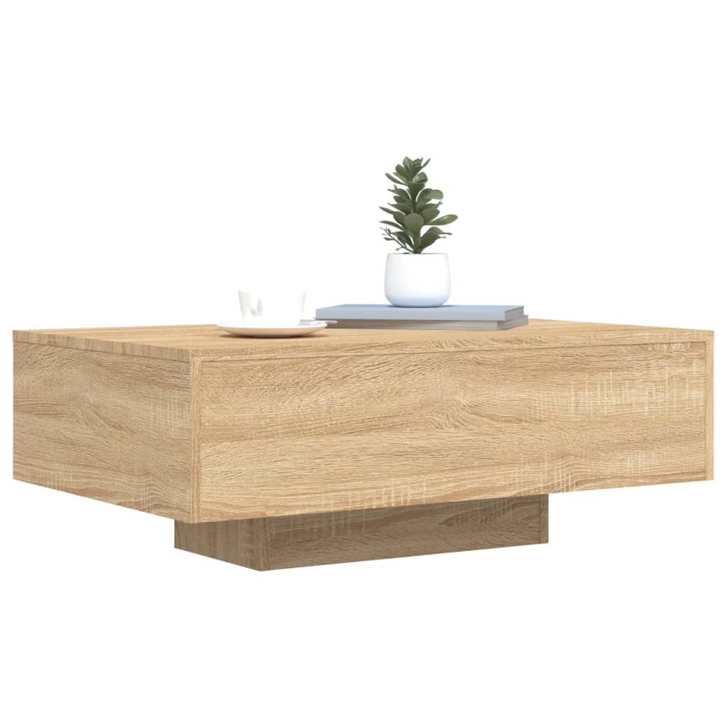 Salontafel met LED-verlichting 85x55x31 cm sonoma eikenkleurig is nu te koop bij PeponiXL, paradijselijk wonen!