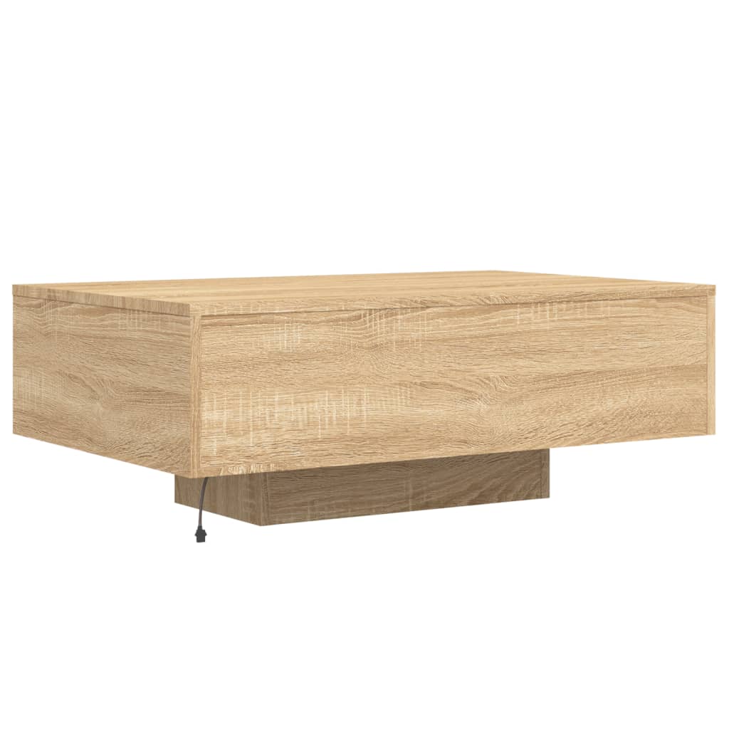 Salontafel met LED-verlichting 85x55x31 cm sonoma eikenkleurig is nu te koop bij PeponiXL, paradijselijk wonen!