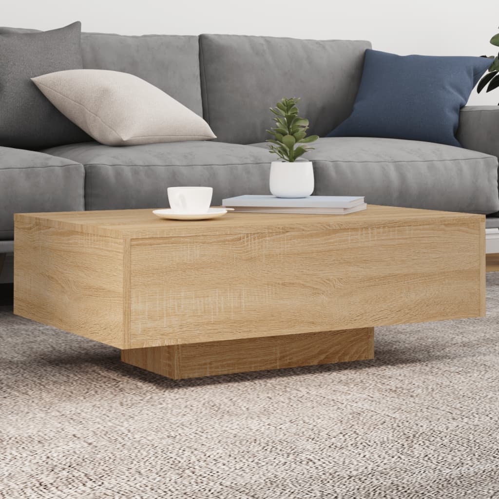 Salontafel met LED-verlichting 85x55x31 cm sonoma eikenkleurig is nu te koop bij PeponiXL, paradijselijk wonen!