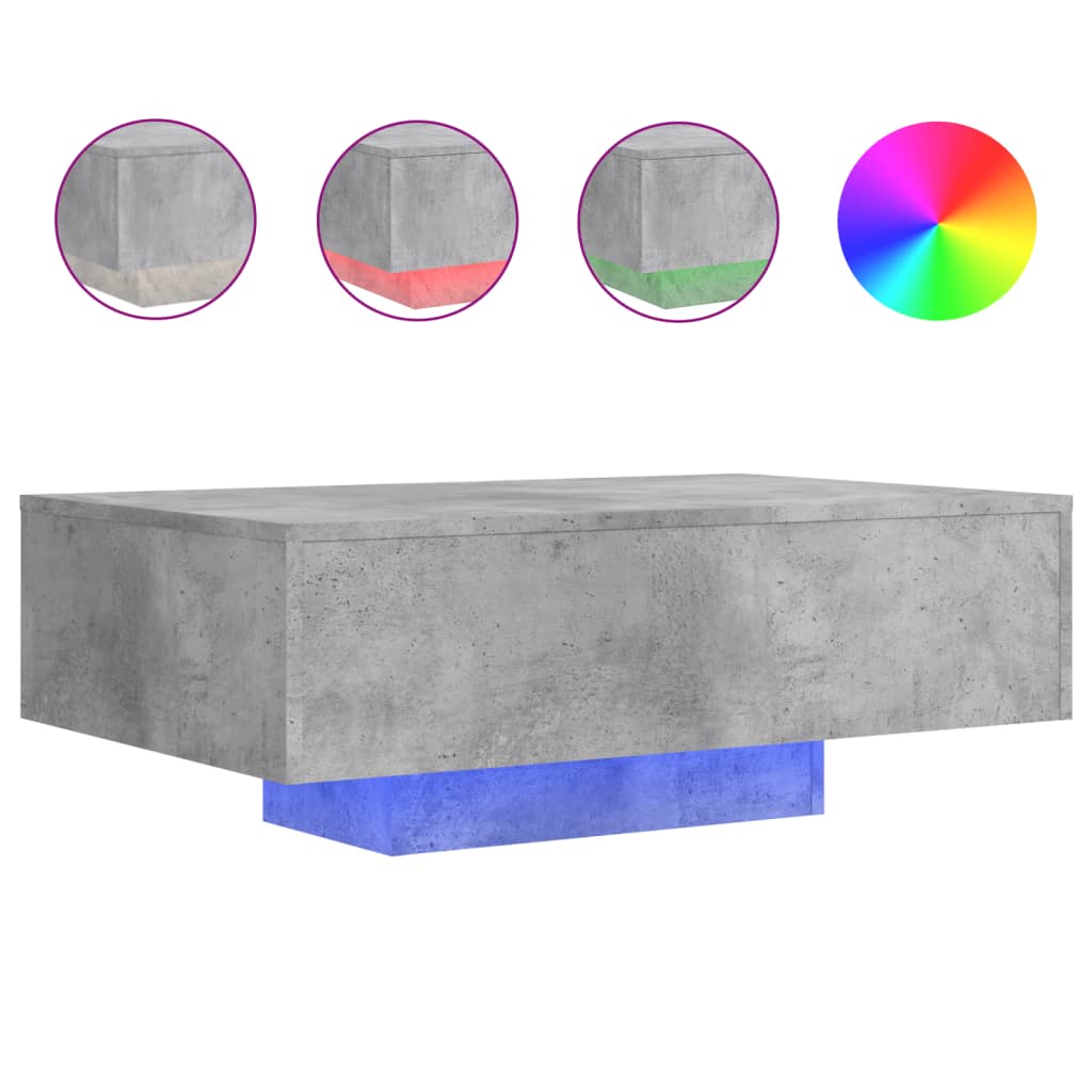 Salontafel met LED-verlichting 85x55x31 cm betongrijs is nu te koop bij PeponiXL, paradijselijk wonen!