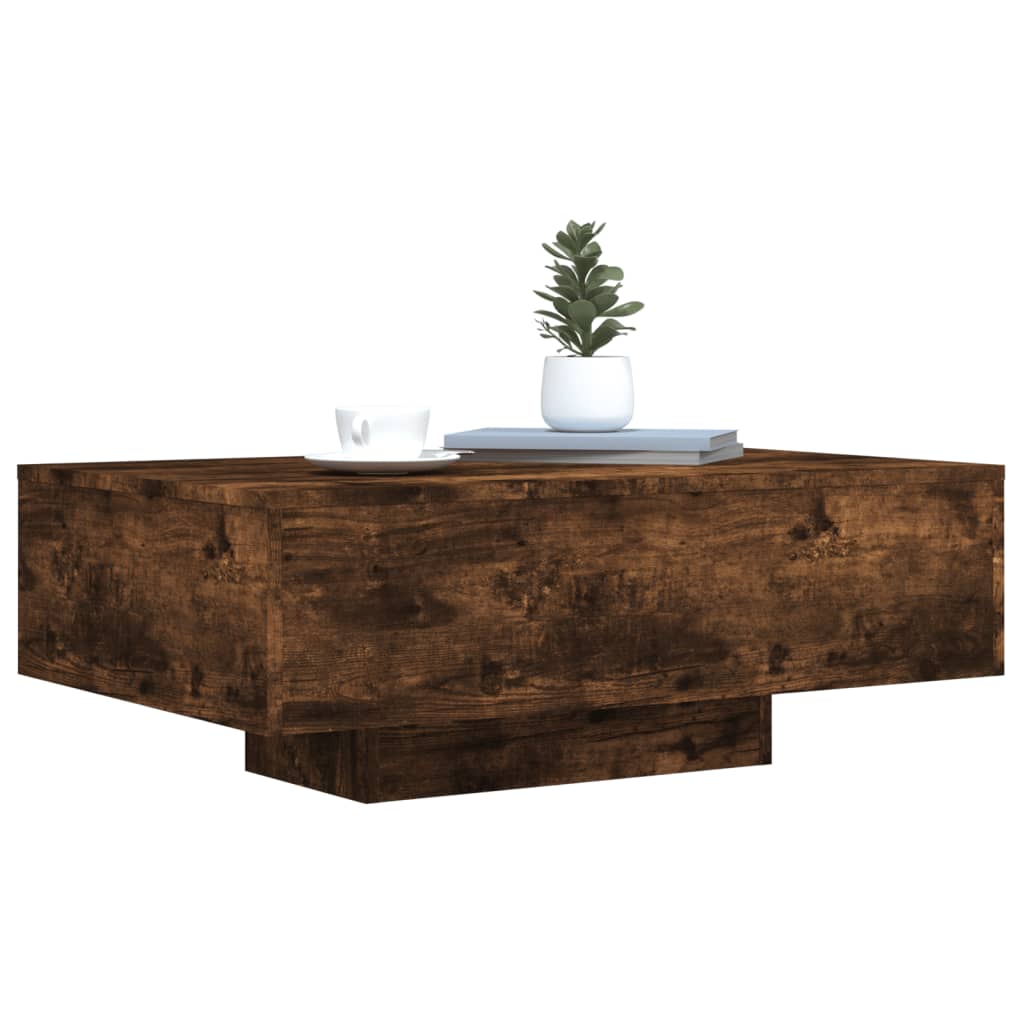 Salontafel met LED-verlichting 85x55x31 cm gerookt eikenkleurig is nu te koop bij PeponiXL, paradijselijk wonen!