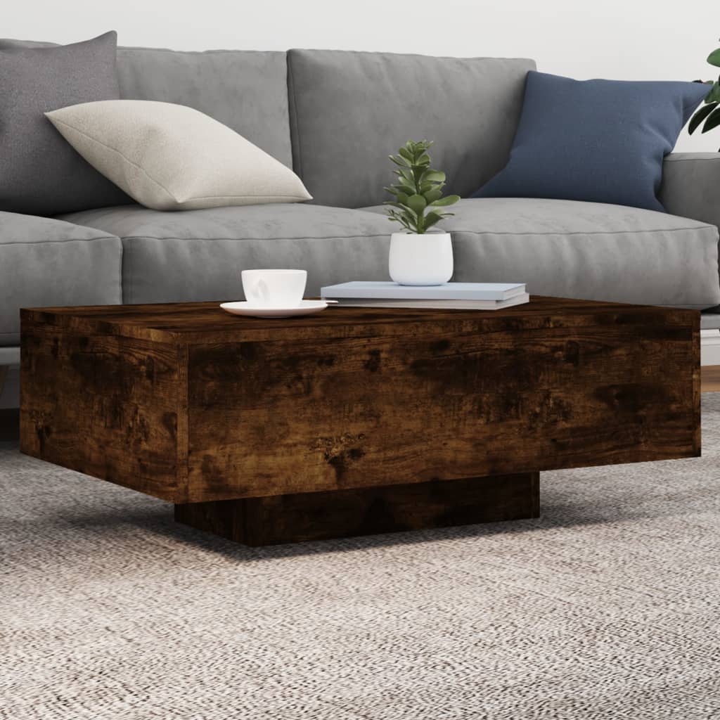 Salontafel met LED-verlichting 85x55x31 cm gerookt eikenkleurig is nu te koop bij PeponiXL, paradijselijk wonen!