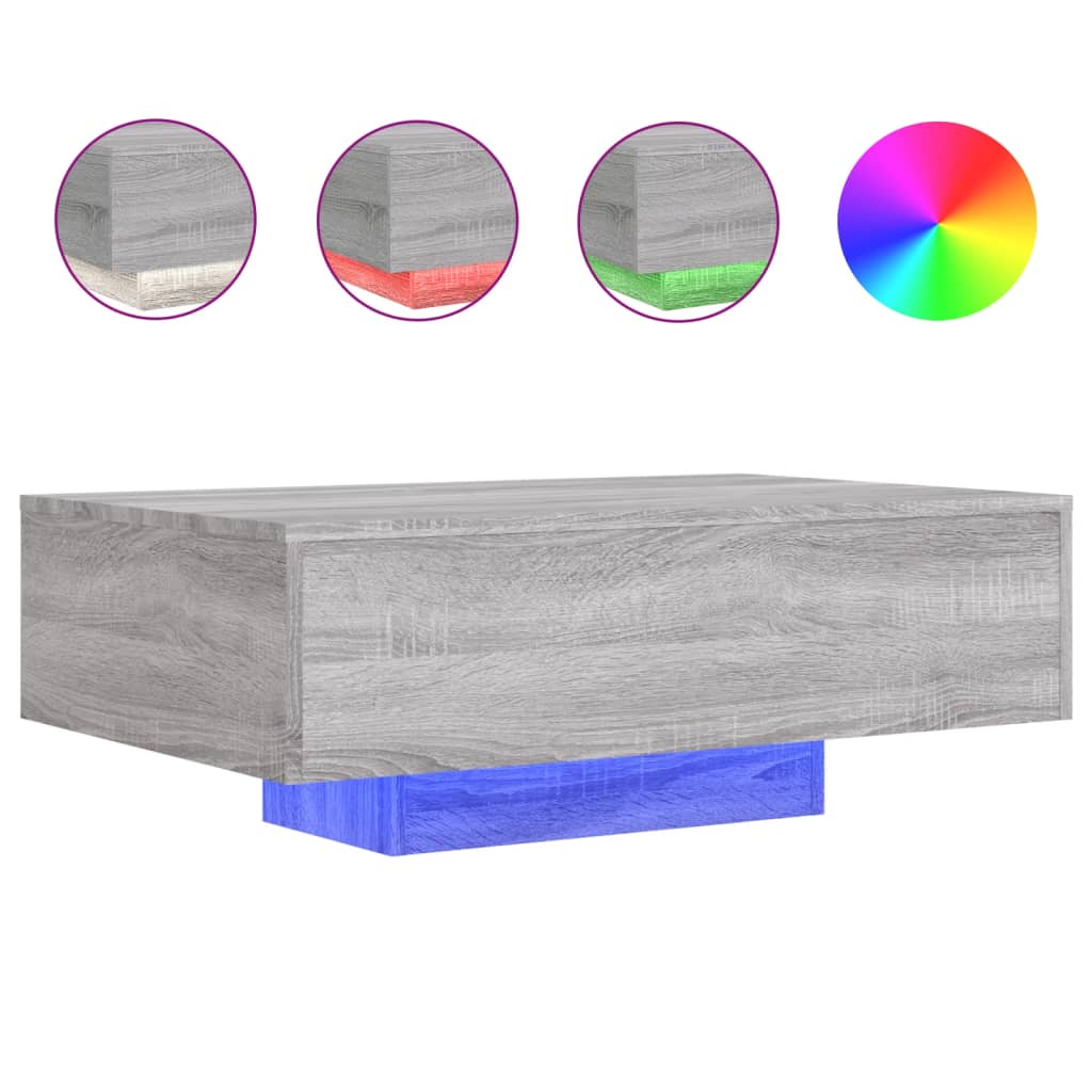 Salontafel met LED-verlichting 85x55x31 cm grijs sonoma eiken is nu te koop bij PeponiXL, paradijselijk wonen!