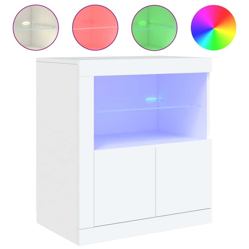 Dressoir met LED-verlichting 60,5x37x67 cm wit is nu te koop bij PeponiXL, paradijselijk wonen!