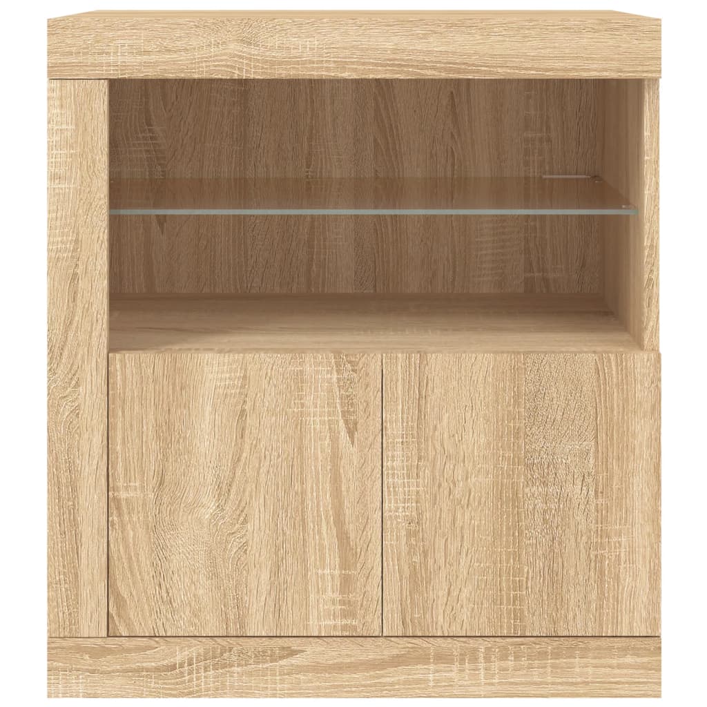 Dressoir met LED-verlichting 60,5x37x67 cm sonoma eikenkleurig is nu te koop bij PeponiXL, paradijselijk wonen!