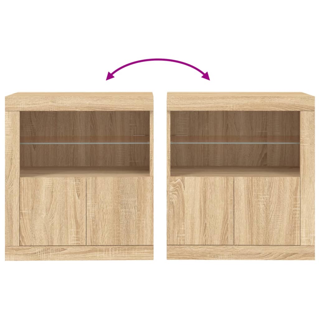 Dressoir met LED-verlichting 60,5x37x67 cm sonoma eikenkleurig is nu te koop bij PeponiXL, paradijselijk wonen!