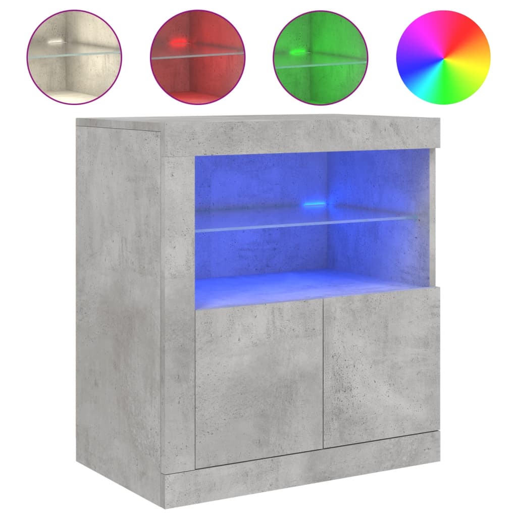 Dressoir met LED-verlichting 60,5x37x67 cm betongrijs is nu te koop bij PeponiXL, paradijselijk wonen!