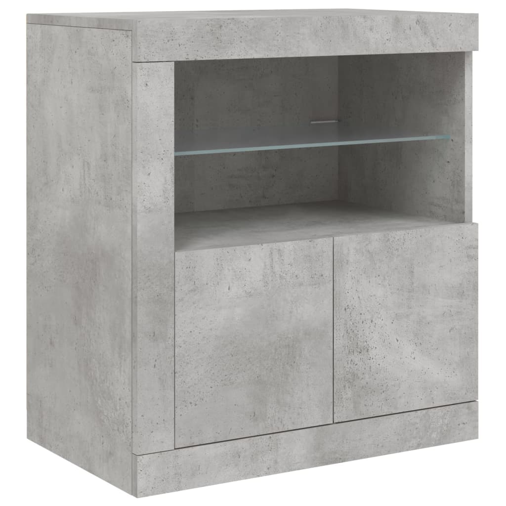 Dressoir met LED-verlichting 60,5x37x67 cm betongrijs is nu te koop bij PeponiXL, paradijselijk wonen!