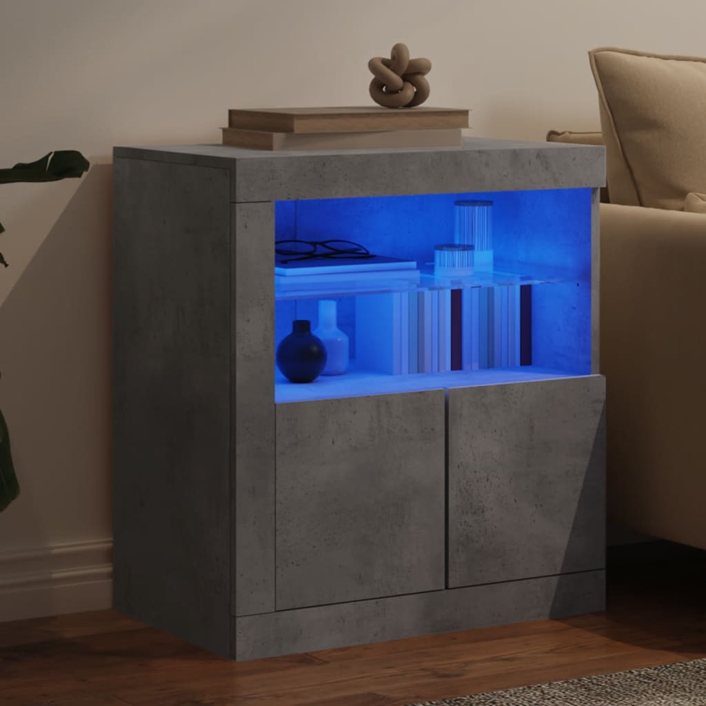 Dressoir met LED-verlichting 60,5x37x67 cm betongrijs is nu te koop bij PeponiXL, paradijselijk wonen!