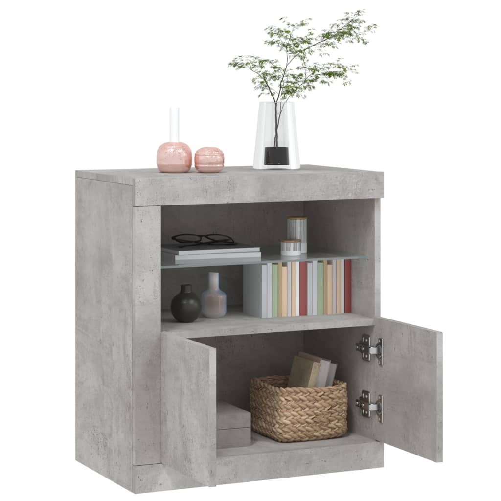 Dressoir met LED-verlichting 60,5x37x67 cm betongrijs is nu te koop bij PeponiXL, paradijselijk wonen!