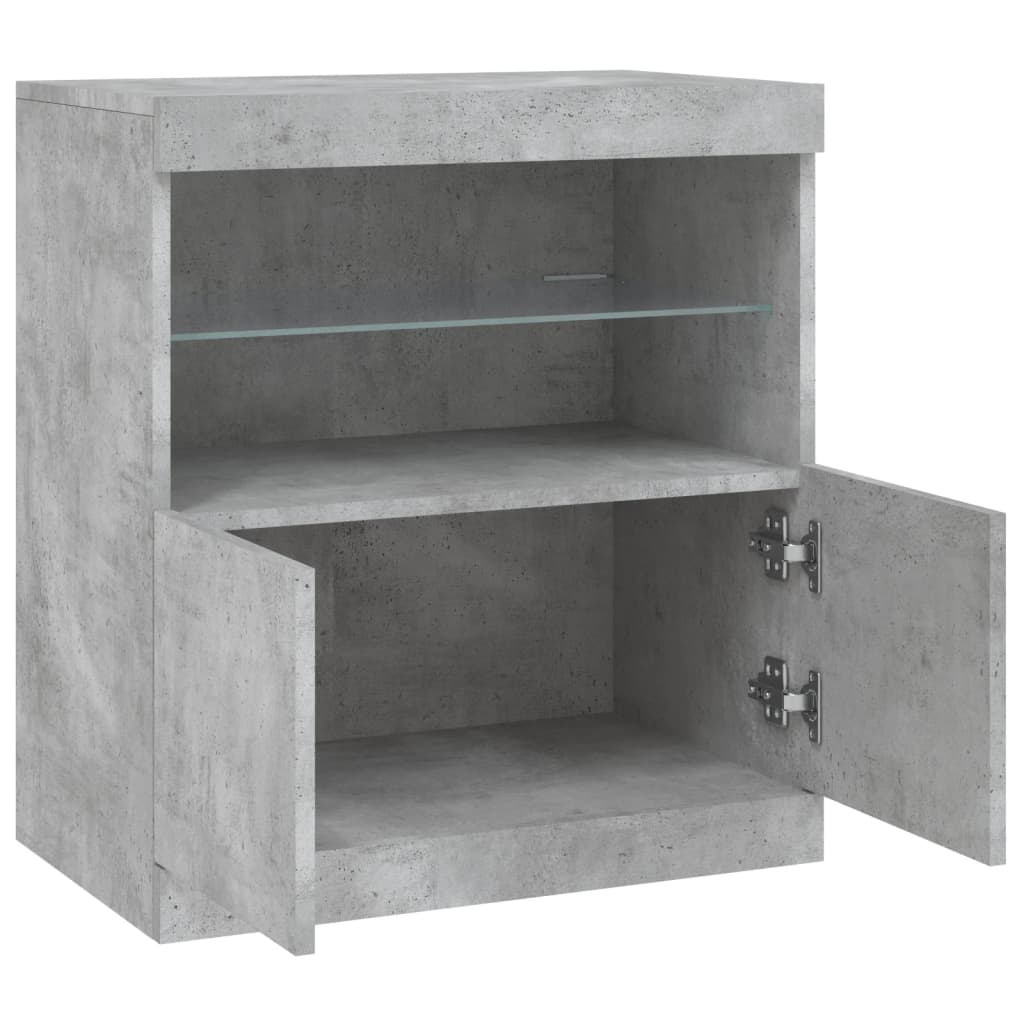 Dressoir met LED-verlichting 60,5x37x67 cm betongrijs is nu te koop bij PeponiXL, paradijselijk wonen!