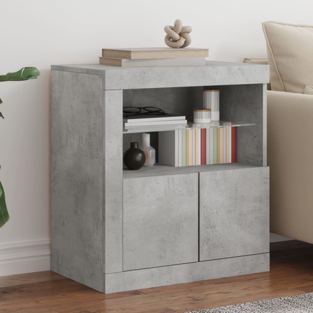 Dressoir met LED-verlichting 60,5x37x67 cm betongrijs is nu te koop bij PeponiXL, paradijselijk wonen!