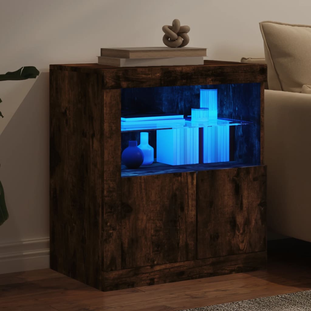 Dressoir met LED-verlichting 60,5x37x67 cm gerookt eikenkleur is nu te koop bij PeponiXL, paradijselijk wonen!