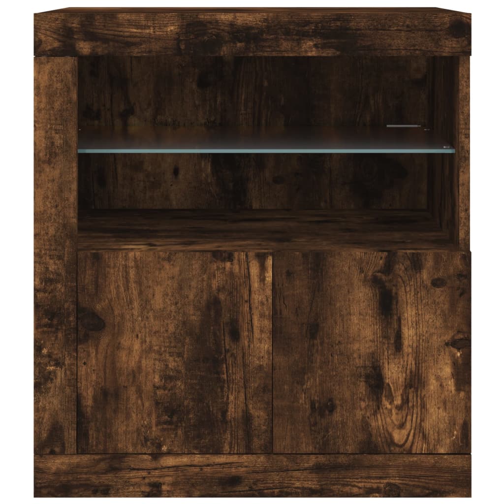 Dressoir met LED-verlichting 60,5x37x67 cm gerookt eikenkleur is nu te koop bij PeponiXL, paradijselijk wonen!