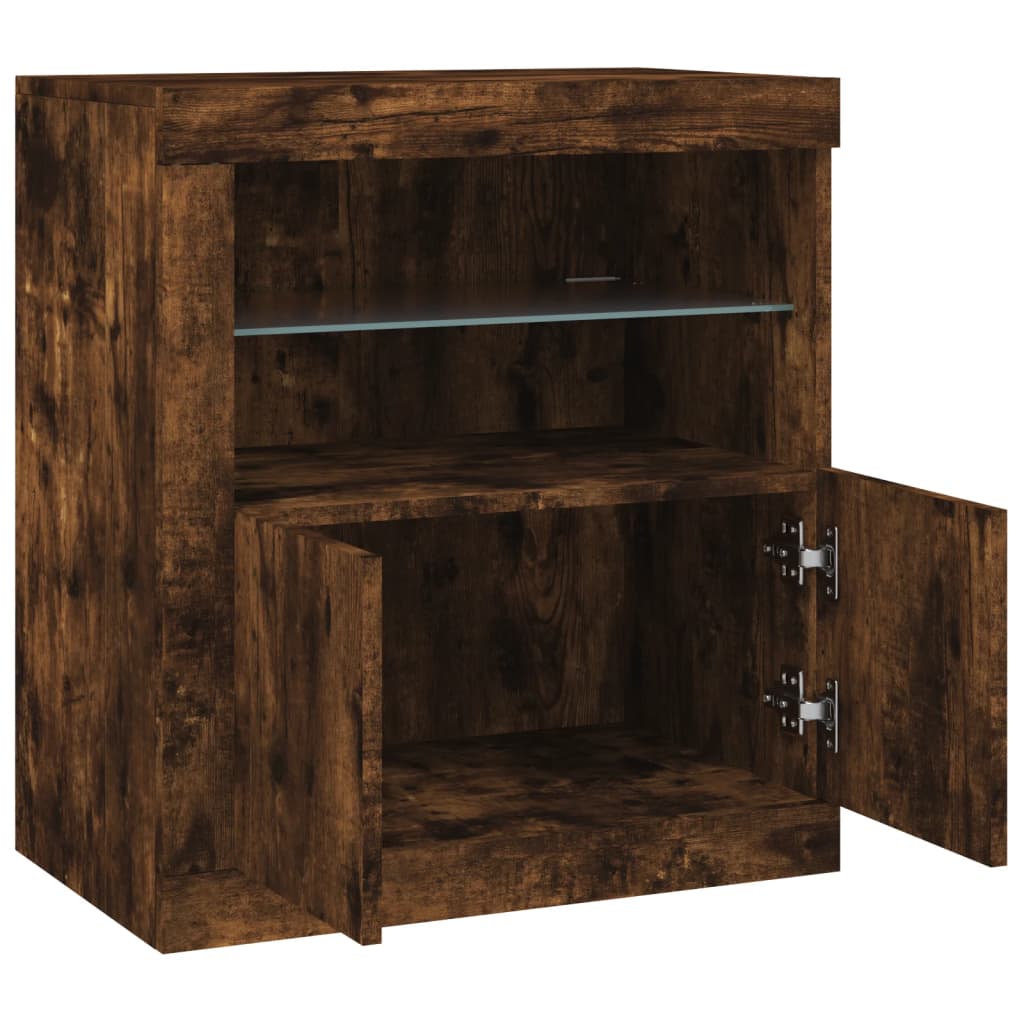 Dressoir met LED-verlichting 60,5x37x67 cm gerookt eikenkleur is nu te koop bij PeponiXL, paradijselijk wonen!