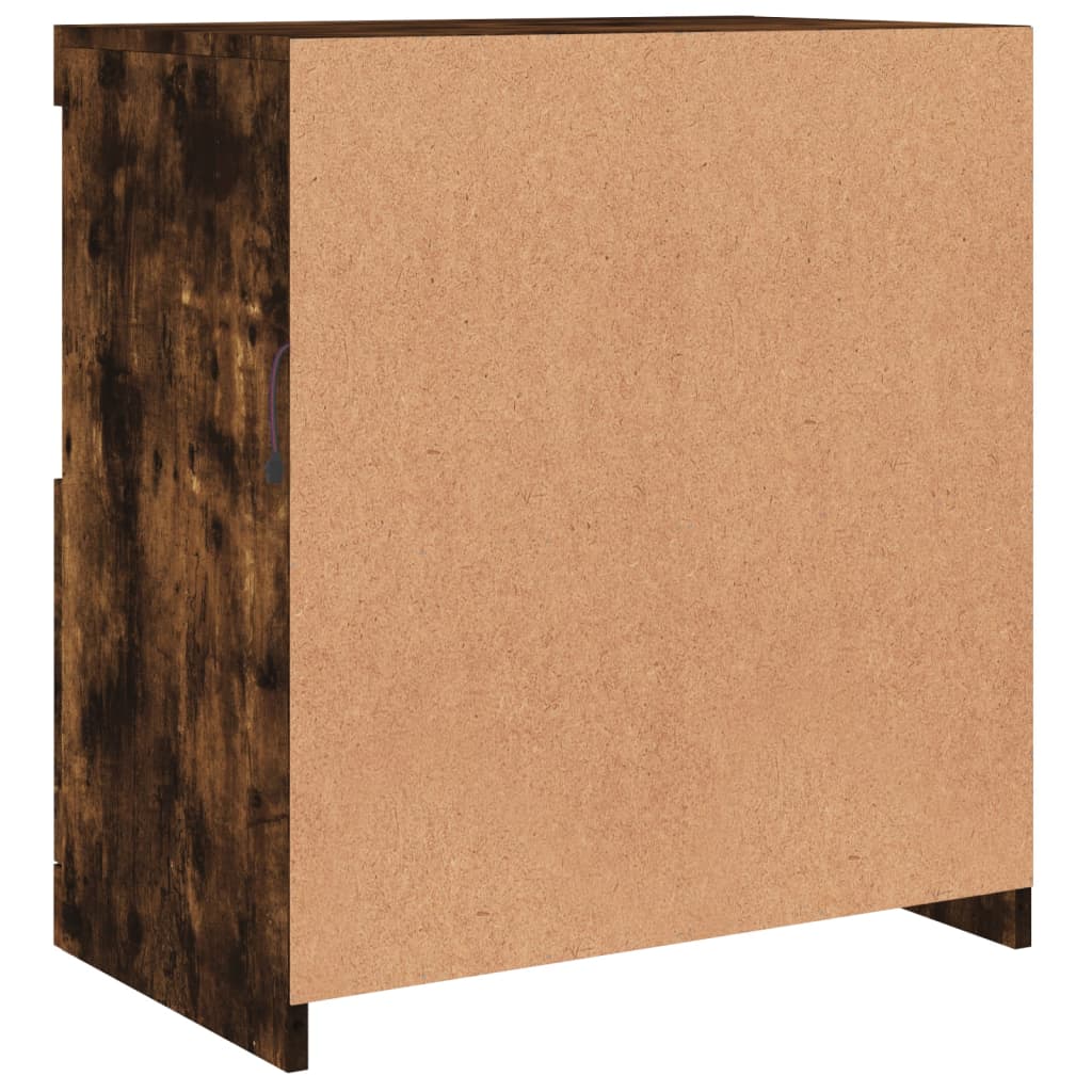Dressoir met LED-verlichting 60,5x37x67 cm gerookt eikenkleur is nu te koop bij PeponiXL, paradijselijk wonen!