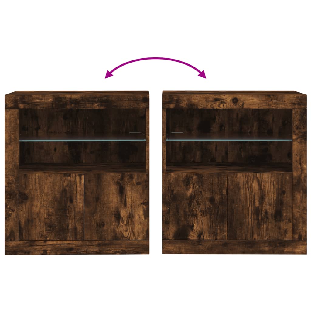 Dressoir met LED-verlichting 60,5x37x67 cm gerookt eikenkleur is nu te koop bij PeponiXL, paradijselijk wonen!