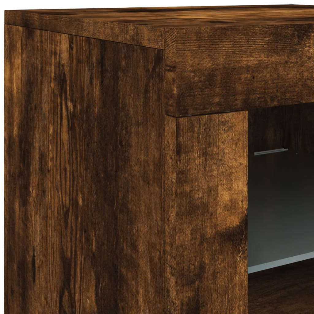 Dressoir met LED-verlichting 60,5x37x67 cm gerookt eikenkleur is nu te koop bij PeponiXL, paradijselijk wonen!