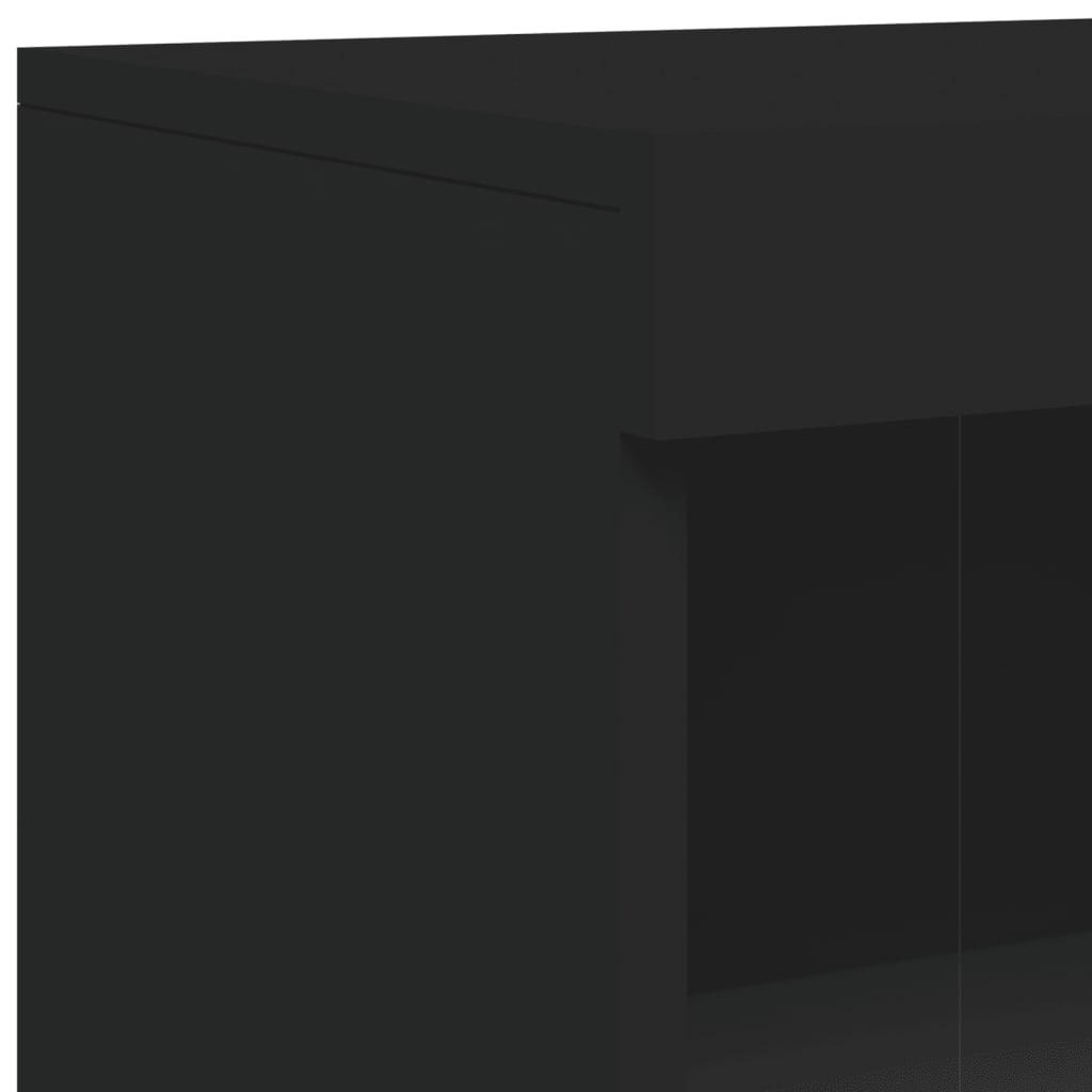 Bijzetkast met LED-verlichting bewerkt hout zwart is nu te koop bij PeponiXL, paradijselijk wonen!