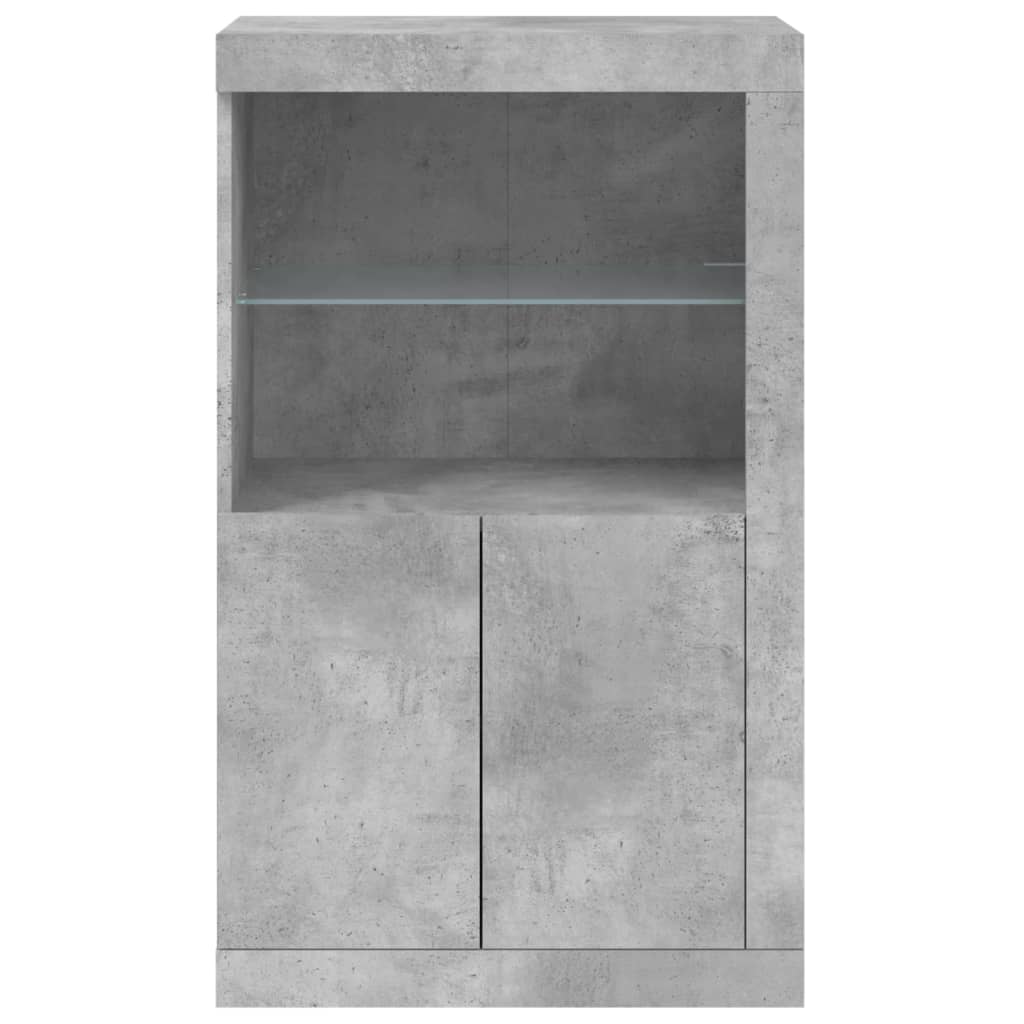 Bijzetkast met LED-verlichting bewerkt hout betongrijs is nu te koop bij PeponiXL, paradijselijk wonen!