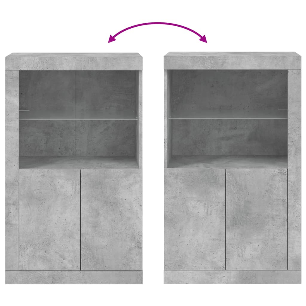 Bijzetkast met LED-verlichting bewerkt hout betongrijs is nu te koop bij PeponiXL, paradijselijk wonen!