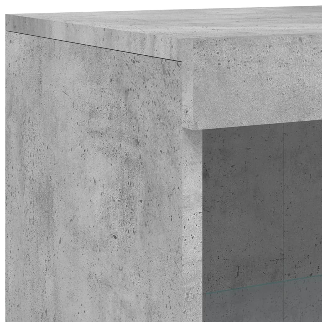 Bijzetkast met LED-verlichting bewerkt hout betongrijs is nu te koop bij PeponiXL, paradijselijk wonen!