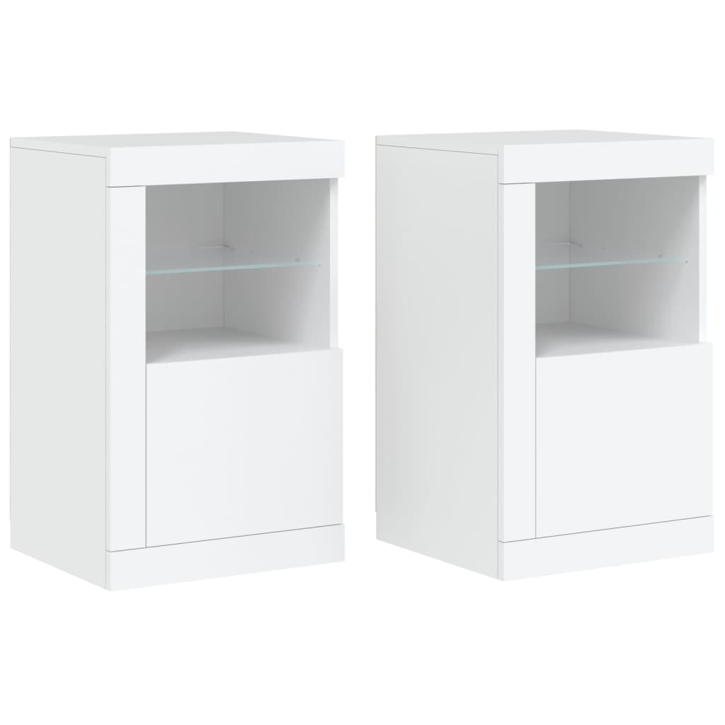 Bijzetkastjes met LED-verlichting 2 st bewerkt hout wit is nu te koop bij PeponiXL, paradijselijk wonen!