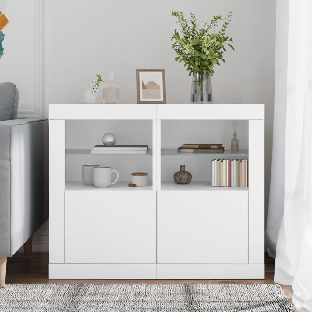 Bijzetkastjes met LED-verlichting 2 st bewerkt hout wit is nu te koop bij PeponiXL, paradijselijk wonen!
