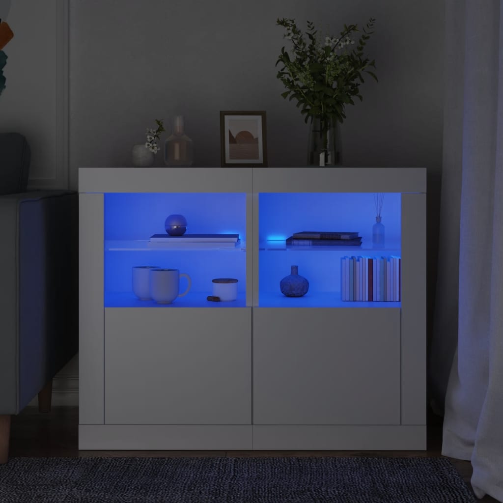 Bijzetkastjes met LED-verlichting 2 st bewerkt hout wit is nu te koop bij PeponiXL, paradijselijk wonen!