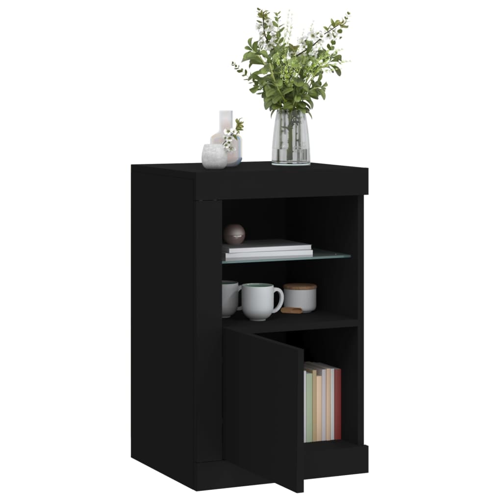 Bijzetkastjes met LED-verlichting 2 st bewerkt hout zwart is nu te koop bij PeponiXL, paradijselijk wonen!