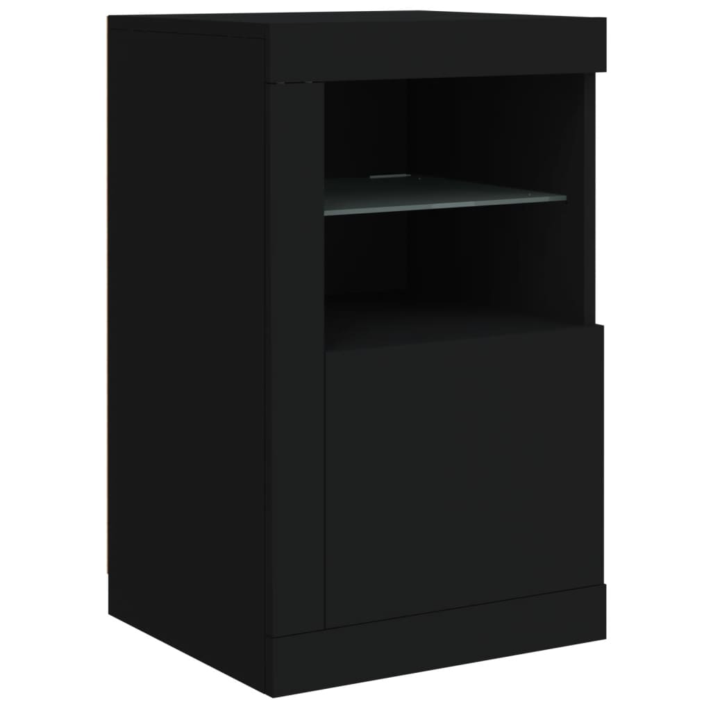 Bijzetkastjes met LED-verlichting 2 st bewerkt hout zwart is nu te koop bij PeponiXL, paradijselijk wonen!