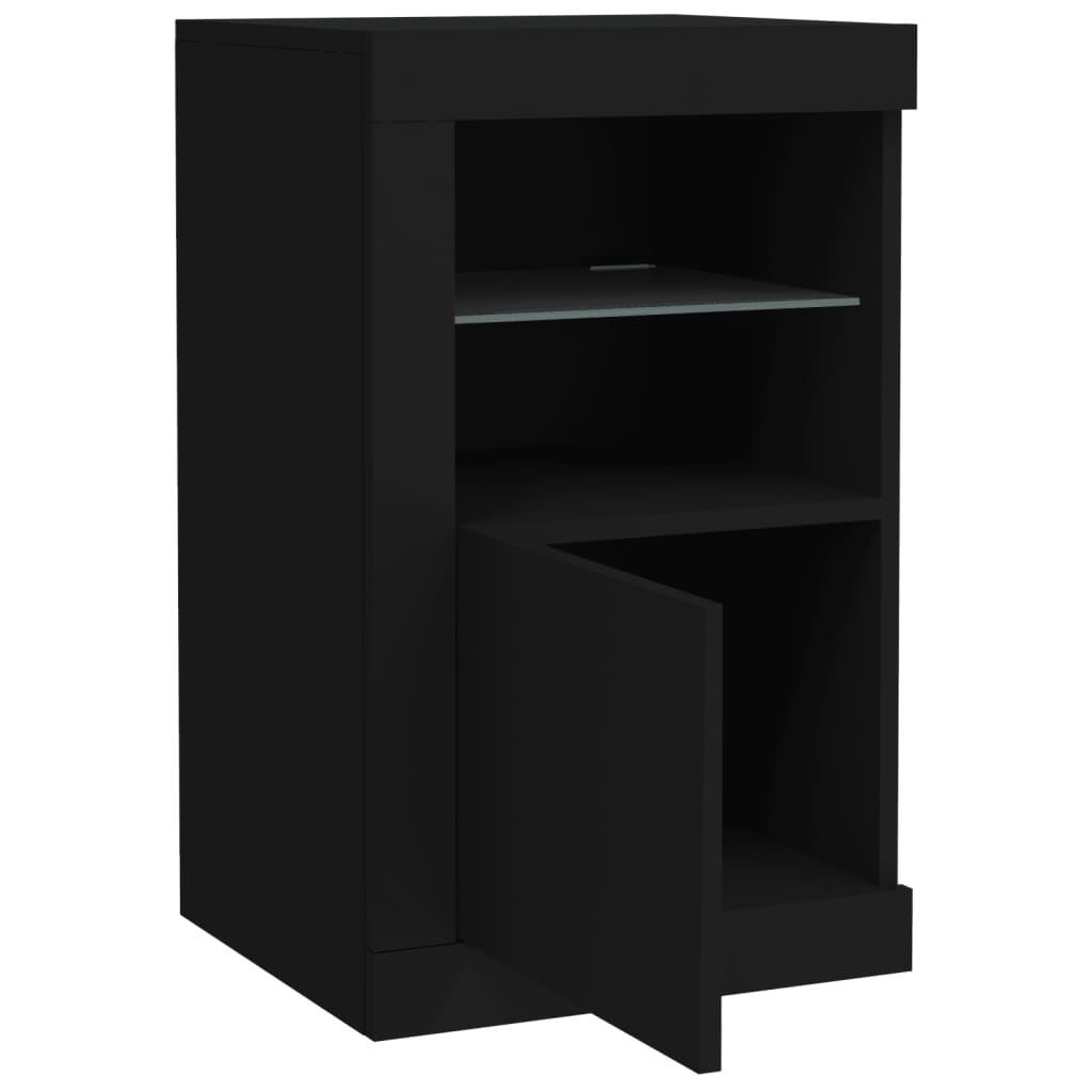 Bijzetkastjes met LED-verlichting 2 st bewerkt hout zwart is nu te koop bij PeponiXL, paradijselijk wonen!